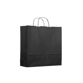 Papírové Tašky Kraft Černá s Ouškems 100g 22+9x23cm (25 Kousky)