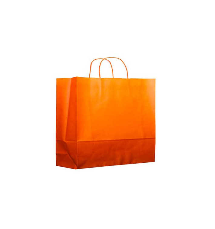 Papírové Tašky Oranžový s Ouškems 80g 20+10x29 cm (25 Kousky)