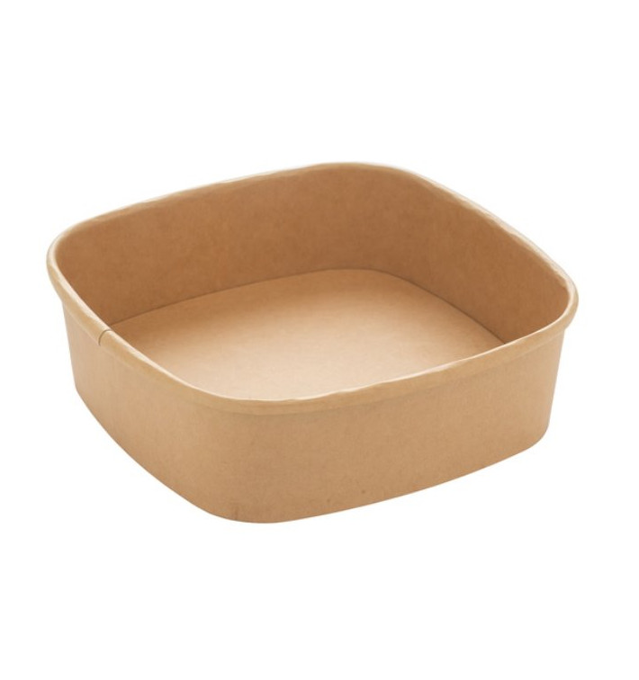 Miska Kwadratu Kartonová Kraft 750ml 17x17x5cm (50 Kousky) Miska Kwadratu Kartonová Kraft 750ml 17x17x5cm (50 Kousky)