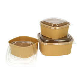 Miska Kwadratu Kartonová Kraft 500ml 13x13x5,6cm (50 Ks)