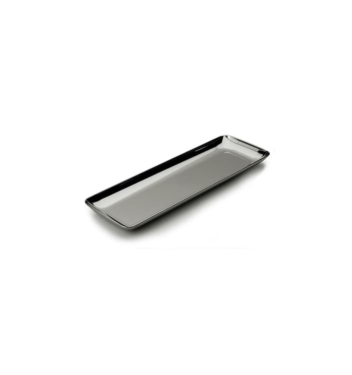 Podnos Plastový pro Ochutnávky Stříbrný 6x19 cm Podnos Plastový pro Ochutnávky Stříbrný 6x19 cm