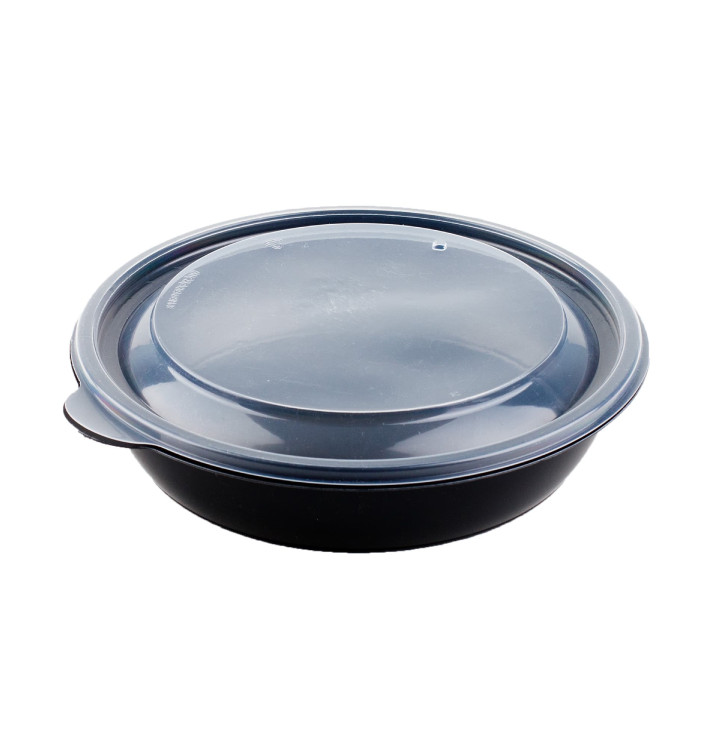 Plastová Miska Černá PP s Víčko 1000ml Ø19x5cm (90 Ks) Plastová Miska Černá PP s Víčko 1000ml Ø19x5cm (90 Ks)