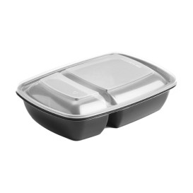 Obaly PP Černá 2 Vrstvy s Víčko 1300ml 28x20cm (15 Ks)