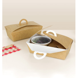 Krabička " párek v rohlíku " Kraft s Ouškem 20x10x7cm 1500ml (140 Ks)