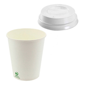 Kartonové Kelímek 6Oz/180ml + Víčko s Otvorem Ø7,0cm (1000 Ks)
