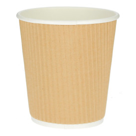 Kartonové Kelímek 8 Oz/250ml " Zvlněný Kraft " Hnědá Ø8cm (500 Ks)