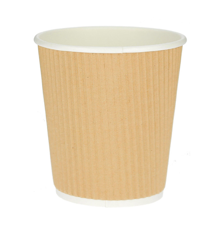 Kartonové Kelímek 8 Oz/250ml " Zvlněný Kraft " Hnědá Ø8cm (500 Ks) Kartonové Kelímek 8 Oz/250ml " Zvlněný Kraft " Hnědá Ø8cm (500 Ks)