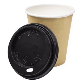 Víčko s Otvorem Černá Kartonové Kelímek 8, 9, 12 Oz Ø8,0cm (100 Ks)
