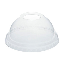 Plastové Víčko na Kelímek Vypouklé s Otvorem PET na Kelímek Průhledný Ø78mm (1250 Ks)
