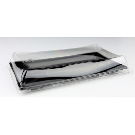 Podnos Plastový Černá s víkem 12x16cm (50 Ks)