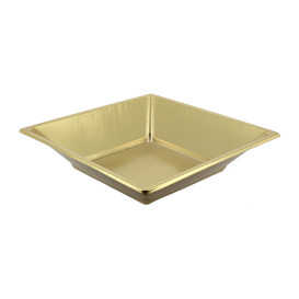 Plastové Talíř Hluboký Čtvercový Zlato 180mm (750 Ks)