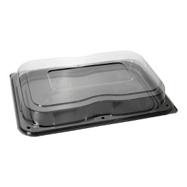 Podnos Plastový Černá s Víčko PET 55x37cm (5 Ks)