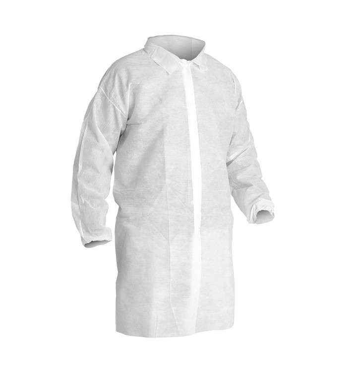 Šaty pro Pacienty z Netkané Textilie PP na Suchý Zip a bez Kapsy Bílý XL 25gr (50 Ks) Šaty pro Pacienty z Netkané Textilie PP na Suchý Zip a bez Kapsy Bílý XL 25gr (50 Ks)