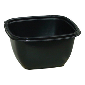 Plastové Misky Čtvercový Černá PET 500ml 125x125x70mm (50 Ks)