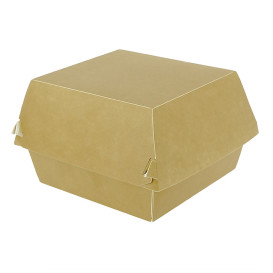 Krabička na Hamburger XXL Kraftová Lepenka s Dvojitým Zavíráním 13x13x9cm (50 Ks)