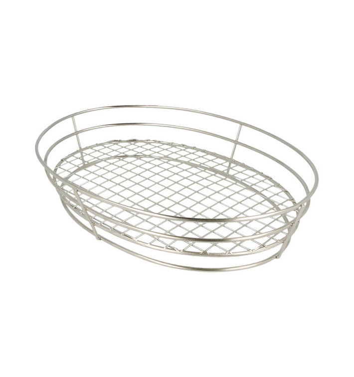 Oválný Koš Ocel Stříbrný 280x205x57mm (24 Ks) Oválný Koš Ocel Stříbrný 280x205x57mm (24 Ks)