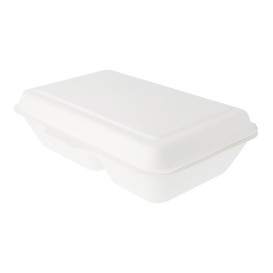 Menu Box z Cukrové Třtiny 2 Vrstvy Bílý 225x165x64mm (500 Ks)