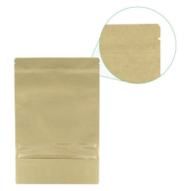 Tašky Doypack Kraft Cierre Facils Okénkem 16+8x26cm (50 Ks)