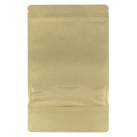 Tašky Doypack Kraft Cierre Facils Okénkem 16+8x26cm (1000 Ks)