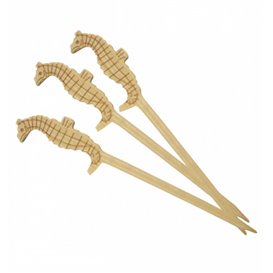 Bambusové Špejle Zdobené Mořský Koník 90 mm (100 Ks)