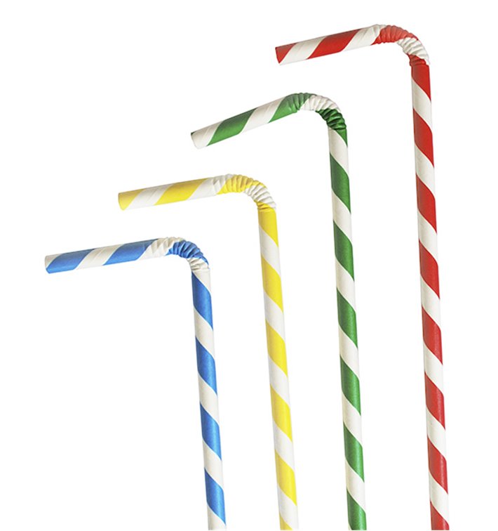 Flexibilní Brčka Papírové Odrůda Ø6mm 23cm (250 Ks) Flexibilní Brčka Papírové Odrůda Ø6mm 23cm (250 Ks)