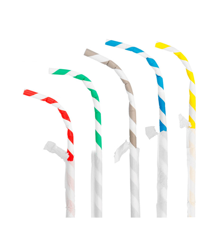 Flexibilní Brčka Papírové Odrůda Balené Ø6mm 23cm (6000 Ks) Flexibilní Brčka Papírové Odrůda Balené Ø6mm 23cm (6000 Ks)