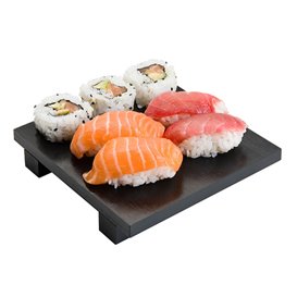 Bambusový Podnos Černá na Sushi 15x15x2,5cm (40 Ks)