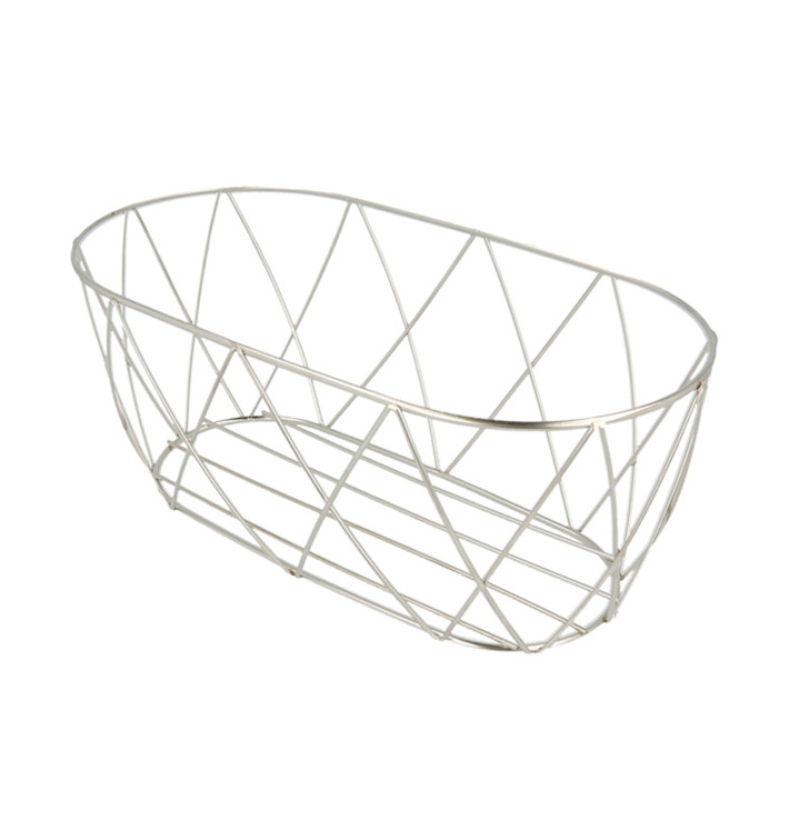 Oválný Koš Ocel Stříbrný 255x127x102mm (1 Ks) Oválný Koš Ocel Stříbrný 255x127x102mm (1 Ks)