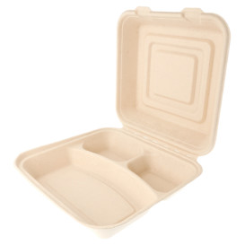 Menu Box z Cukrové Třtiny 3 Vrstvami 250x250x75mm (50 Ks)