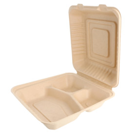 Menu Box z Cukrové Třtiny 3 Vrstvami Přírodní 20x20x7,5cm (50 Ks)