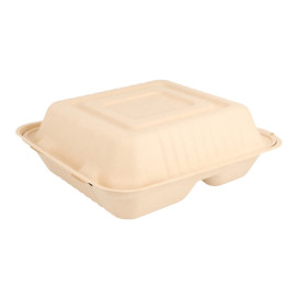 Menu Box z Cukrové Třtiny 3 Vrstvami Přírodní 20x20x7,5cm (50 Ks)