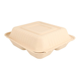 Menu Box z Cukrové Třtiny 3 Vrstvami Přírodní 20x20x7,5cm (50 Ks)
