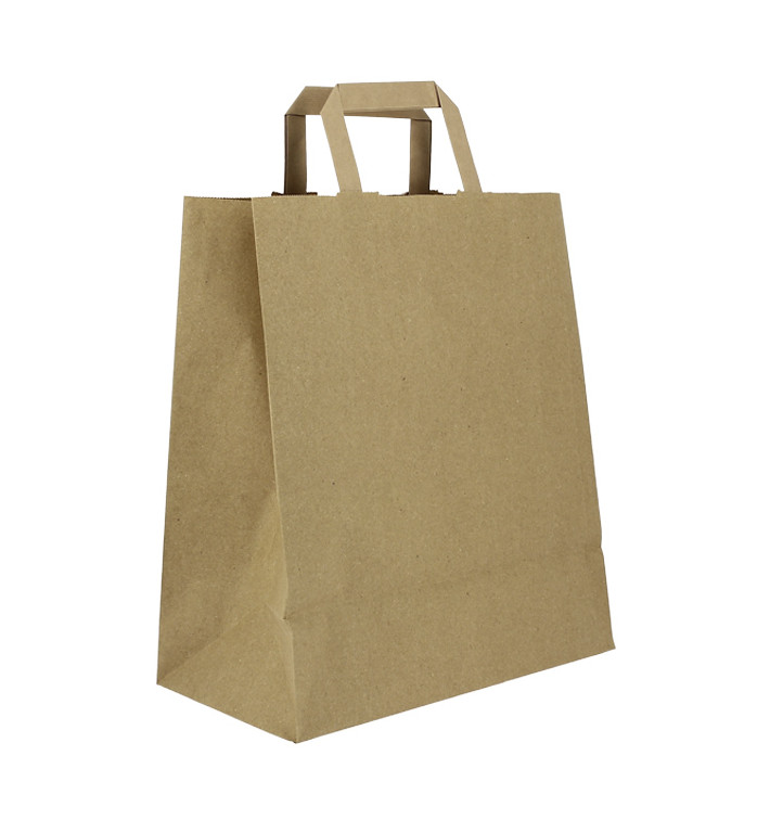 Kraftové Papírové Tašky s Plochým Uchem 80g/m² 26+14x29cm (250 Ks) Kraftové Papírové Tašky s Plochým Uchem 80g/m² 26+14x29cm (250 Ks)