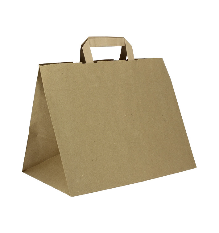 Kraftové Papírové Tašky s Plochým Uchem 80g/m² 32+21x26cm (50 Ks) Kraftové Papírové Tašky s Plochým Uchem 80g/m² 32+21x26cm (50 Ks)