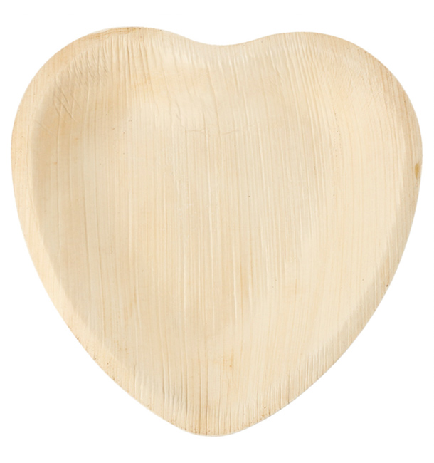 Talíř ve Tvaru Srdce z Palmových Listů 16,5x16,5x2,5cm (200 Ks)