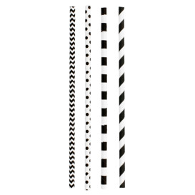 Papírová Rovná Brčka Odrůda Černá Ø6mm 20cm (200 Ks)