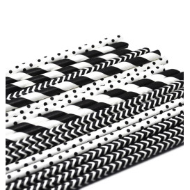 Papírová Rovná Brčka Odrůda Černá Ø6mm 20cm (200 Ks)