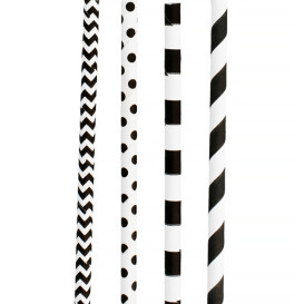 Papírová Rovná Brčka Odrůda Černá Ø6mm 20cm (3000 Ks)
