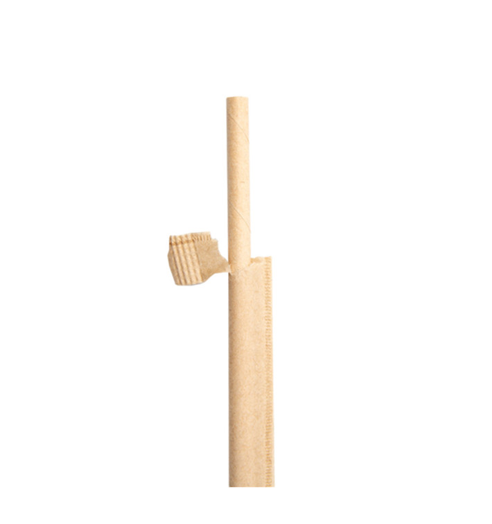 Papírová Rovná Brčka Přírodní Balené Kraft Ø6mm 21cm (250 Ks) Papírová Rovná Brčka Přírodní Balené Kraft Ø6mm 21cm (250 Ks)