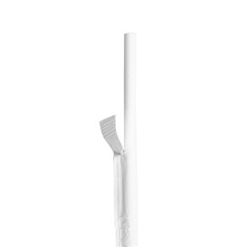 Papírová Rovná Brčka Bílý Balené Bílý Ø6mm 21cm (3000 Ks)
