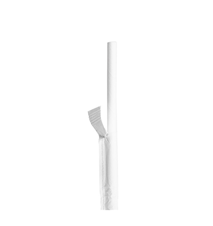 Papírová Rovná Brčka Bílý Balené Bílý Ø6mm 21cm (3000 Ks) Papírová Rovná Brčka Bílý Balené Bílý Ø6mm 21cm (3000 Ks)