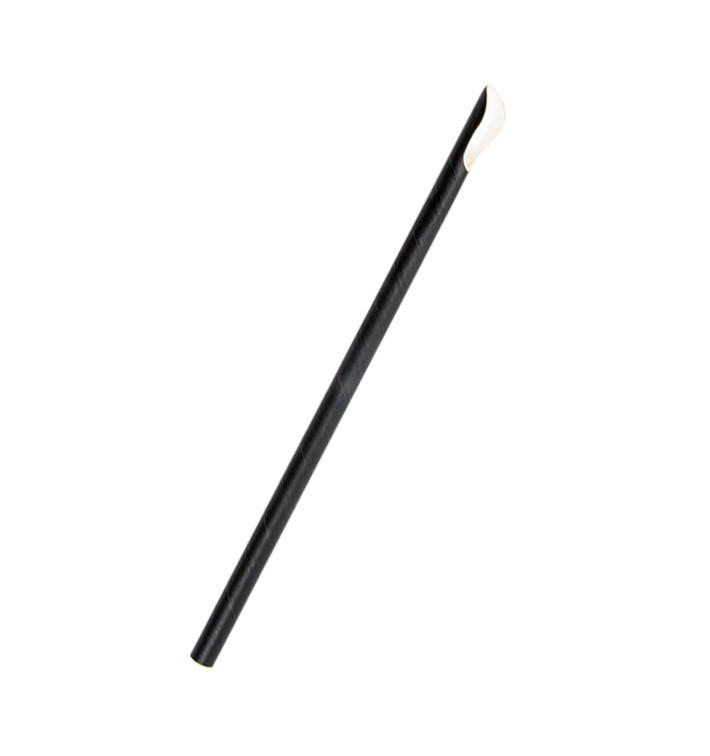 Papírové Brčka se lžičkou Černá Ø8mm 21cm (5000 Ks) Papírové Brčka se lžičkou Černá Ø8mm 21cm (5000 Ks)