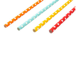 Papírová Rovná Brčka tečky Ø6mm 21cm (3.000 Ks)