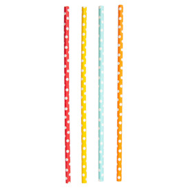 Papírová Rovná Brčka tečky Ø6mm 21cm (250 Ks)