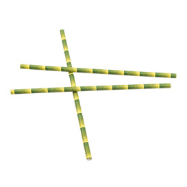 Papírová Rovná Brčka bambus Ø6mm 21cm (250 Ks)