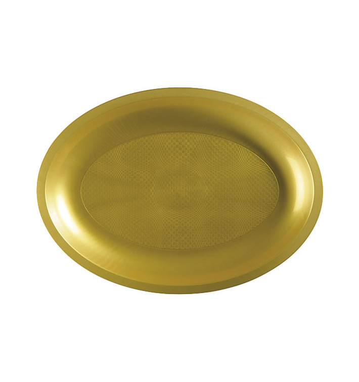Podnos Oválný Zlato Round PP 315x220mm (10 Ks) Podnos Oválný Zlato Round PP 315x220mm (10 Ks)