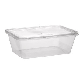 Plastová Miska Obdélníkový PP s Víčko 1.000ml (300 Ks)