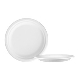 Talíř z Cukrové Třtiny Bílý Ø22 cm (50 Ks)