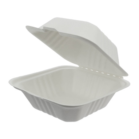 Krabička na Hamburger z Cukrové Třtiny Bílý 152x153x77mm (125 Ks)