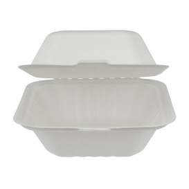 Krabička na Hamburger z Cukrové Třtiny Bílý 152x153x77mm (500 Ks)